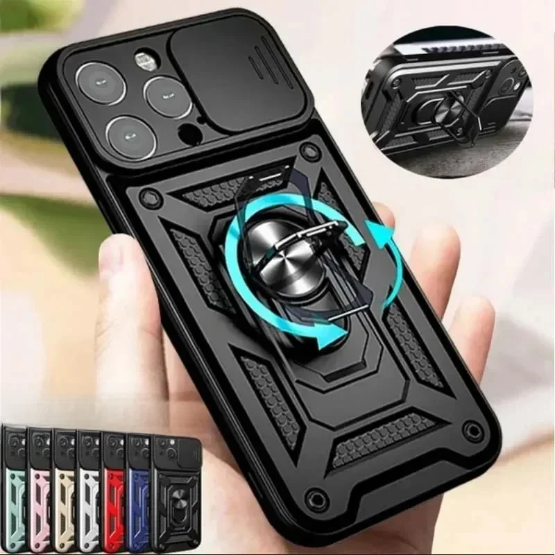 Etui na iPhone 17 16 16e 15 14 13 12 11 Pro Max Plus Mini XR 8 Plus SE Odporne na wstrząsy pancerne etui z przesuwaną osłoną obiektywu aparatu — zdjęcie produktu 7