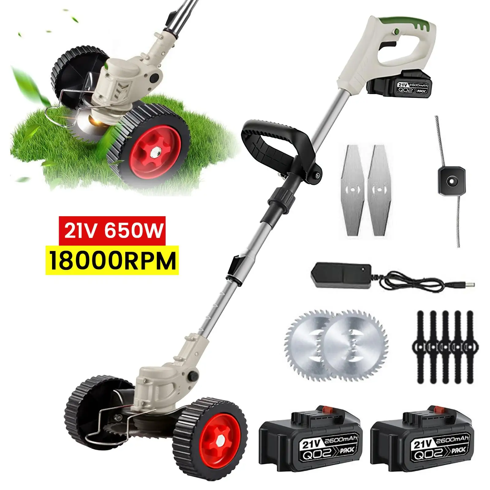 Cordless Electric Lawn Mower Grass Trimmer Length Adjustable Cutter Household Garden Tools Fit For Makita 18V Battery