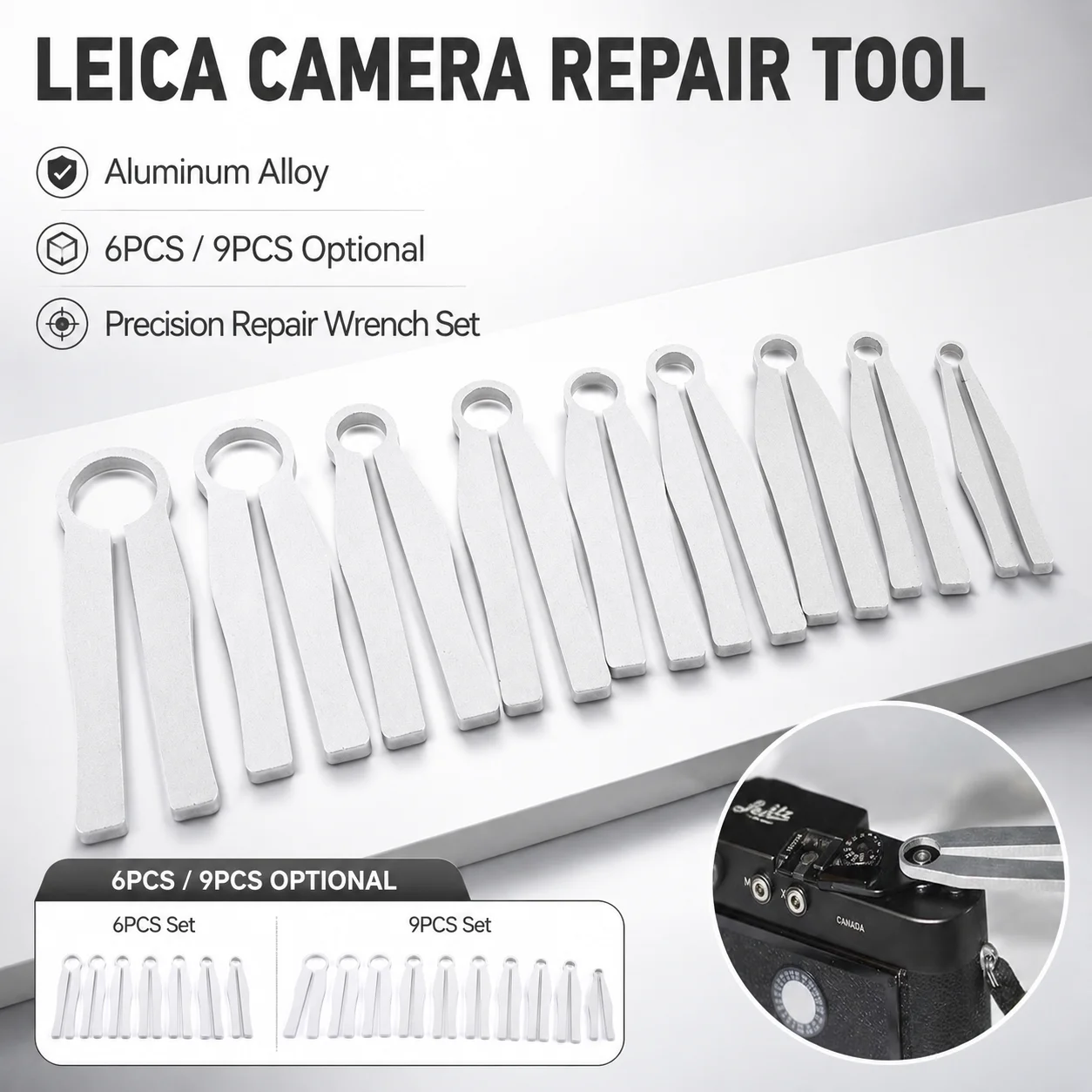 Aluminum Alloy Camera Repair Wrench Set for Leica M Series Lock Ring Removal Tool 6PCS 9PCS Precision Spanner
