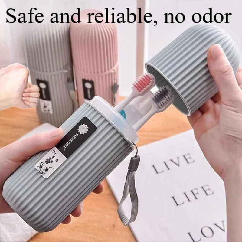 Portable Travel Toothbrush Case with Rinsing Cup - Leakproof Toiletry Bag Organizer Anti-Dust Storage Container for Essentials