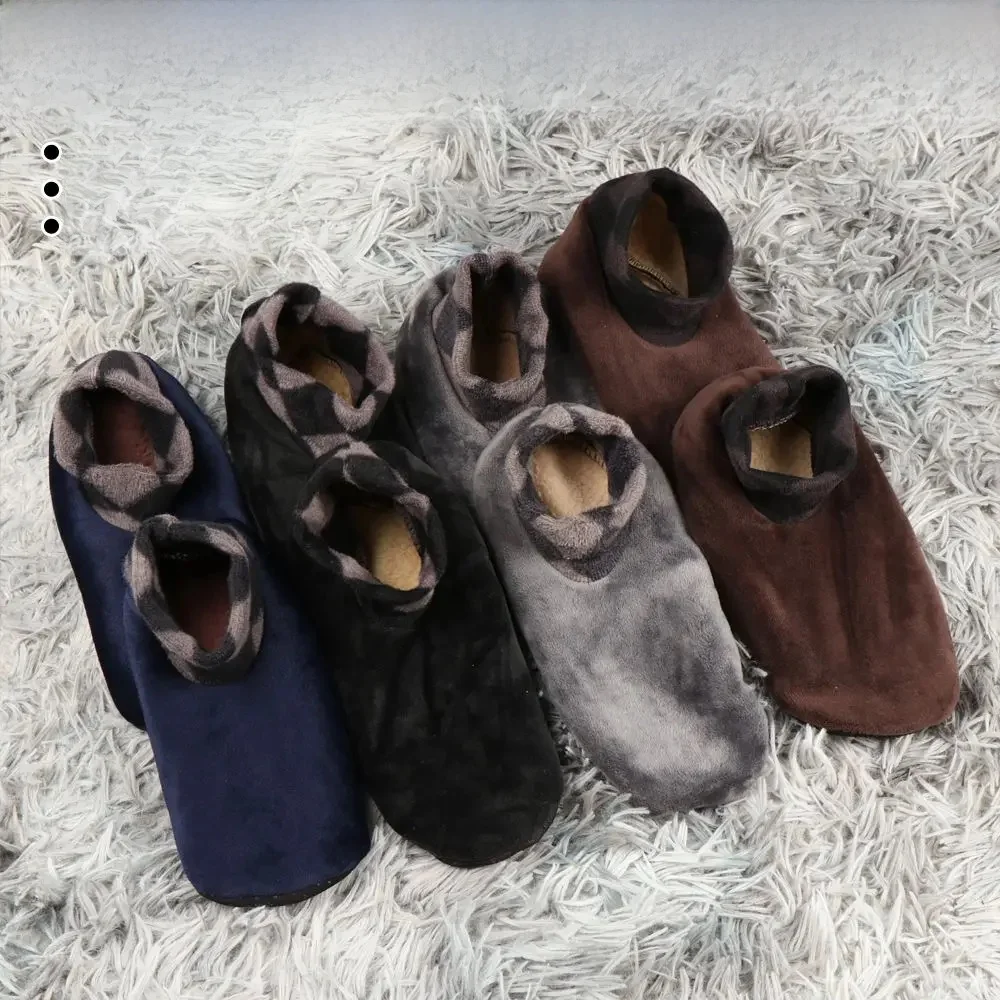 Homme hiver chaud épaissir léopard lit chaussette thermique antidérapant élastique chaussettes de sol pantoufle