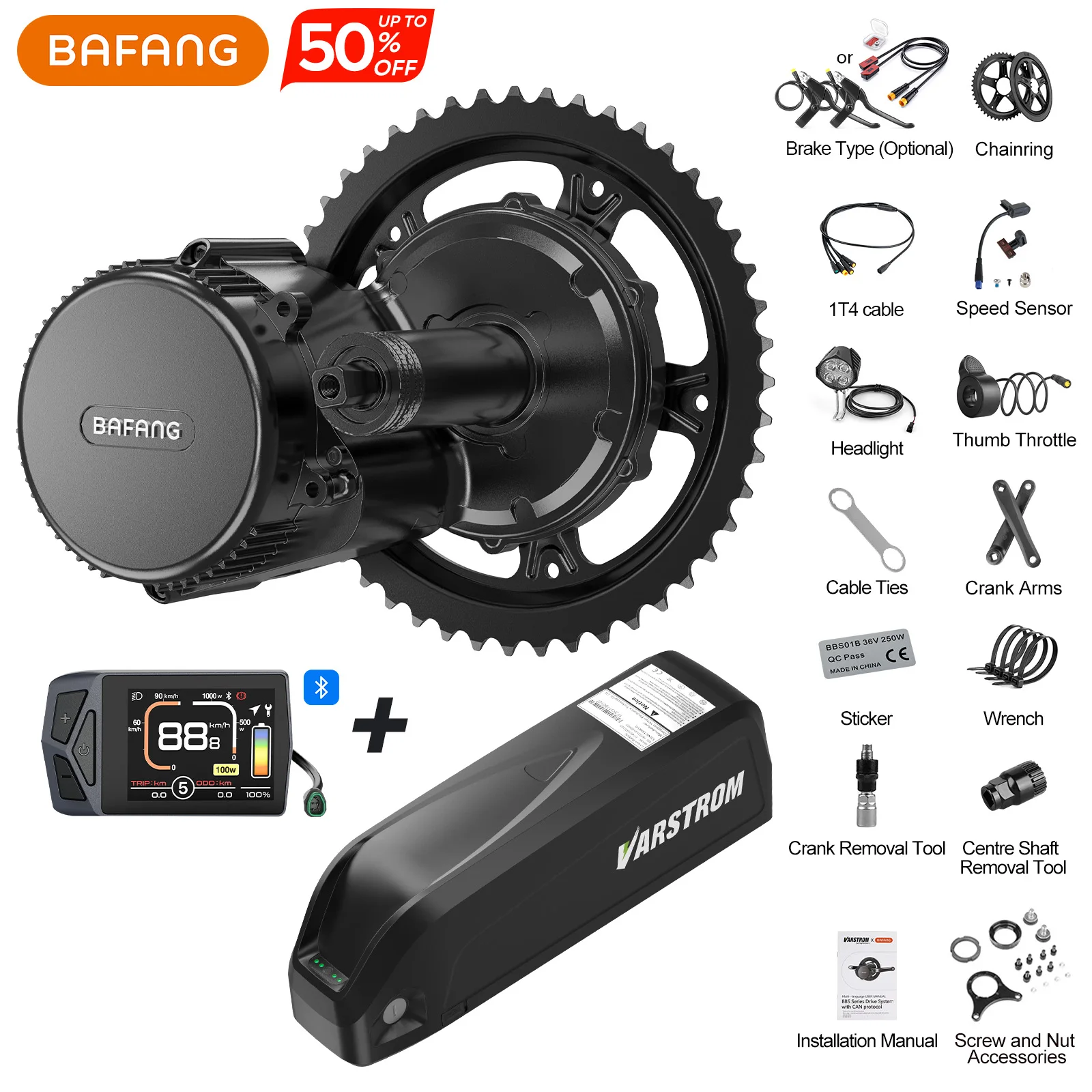Bafang 48V 750W BBS02B BBS02 Mittelmotor-Umrüstsatz