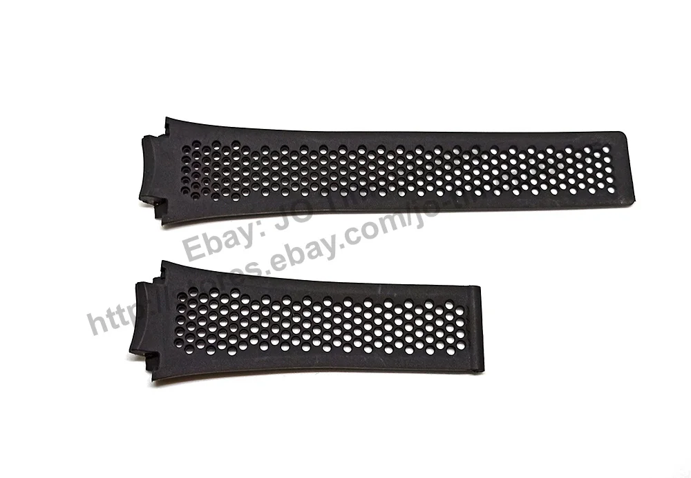 16mmx20mm Black Rubber/Silicone Perforated Replacement Watch Strap Band Comp. for TAG HEUER