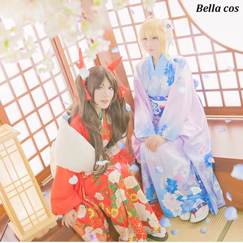 

Custom Size Fate/Grand Order Saber/Tohsaka Rin Cosplay Wafuku Kimono Dress Uniform Halloween Costumes For Women Anime Clothes