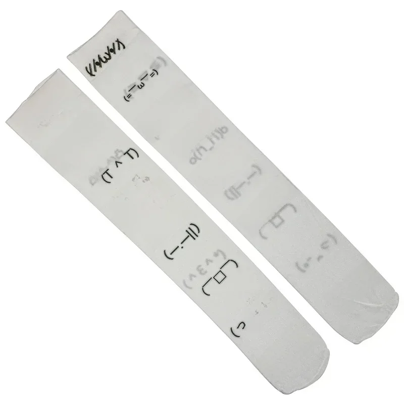 Kawaii Expression blanc Graffiti lettre imprimer chaussettes longues Harajuku sur genou cuisse haute bas Y2K Cosplay chaussettes mignonnes Kawaii