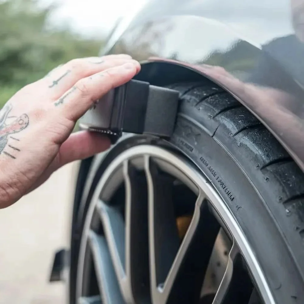 Brosse éponge à cirer avec couvercle, polissage des roues de voiture et de moto, ABS, nettoyage du Contour des pneus, applicateur de pansement, nettoyage des détails