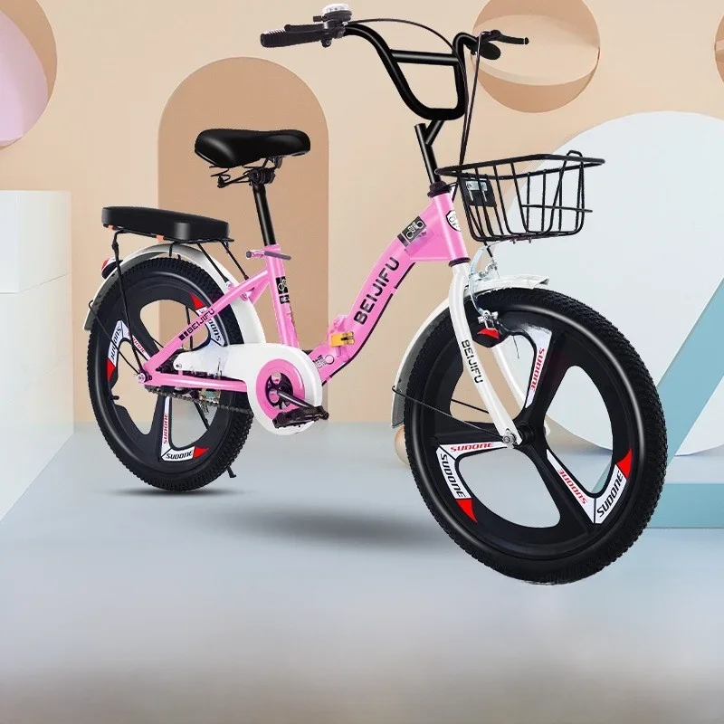AliExpress smvp Cross Life New Children's Folding Bicycle 18-20-22 Inch Comfortable Pedal Bicycle Integrated Wheel Princess Style Safety Bicycle