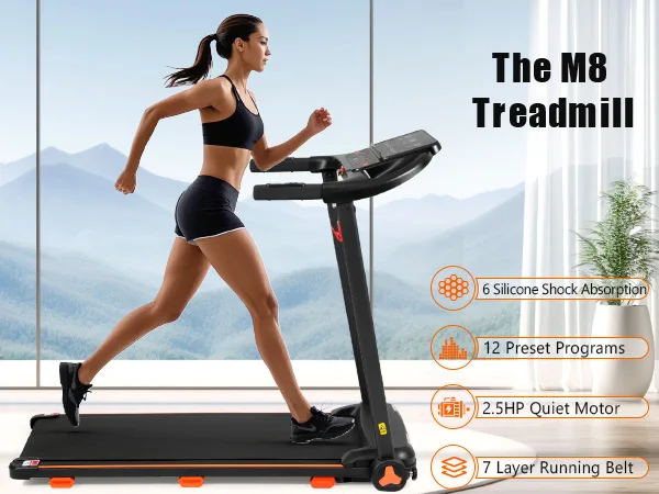 2.5HP Electric Treadmill for Home Folding Running Machine with Incline Bluetooth USB Heart Rate 300LBS Capacity