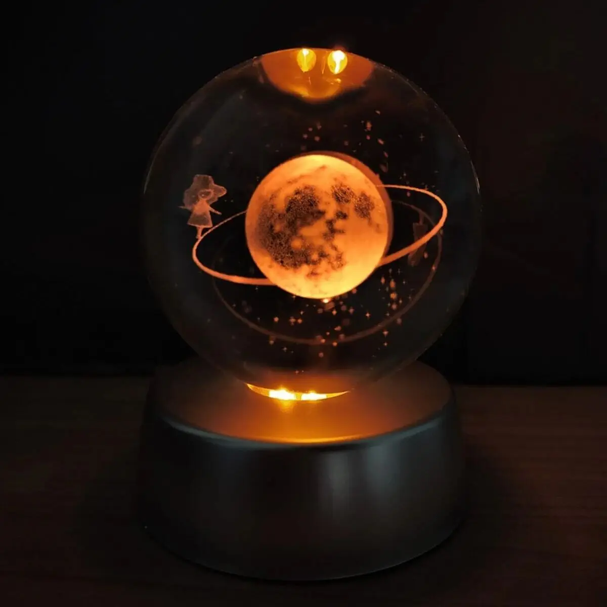 

3d Milky Way Galaxy Themed Saturn Girl Illuminated Glass Globe Snow Globe Gift Home Office Decorative Products Crystal Balls