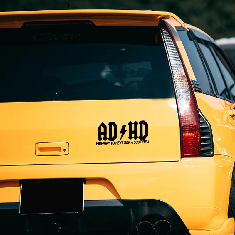 Adhd Snelweg Om Hey Een Eekhoorn Autostickers, Vinyl Emblemen Te Zien-Voor Auto 'S, Vrachtwagens, Muren, Laptops, Ramen, Motorfietsen