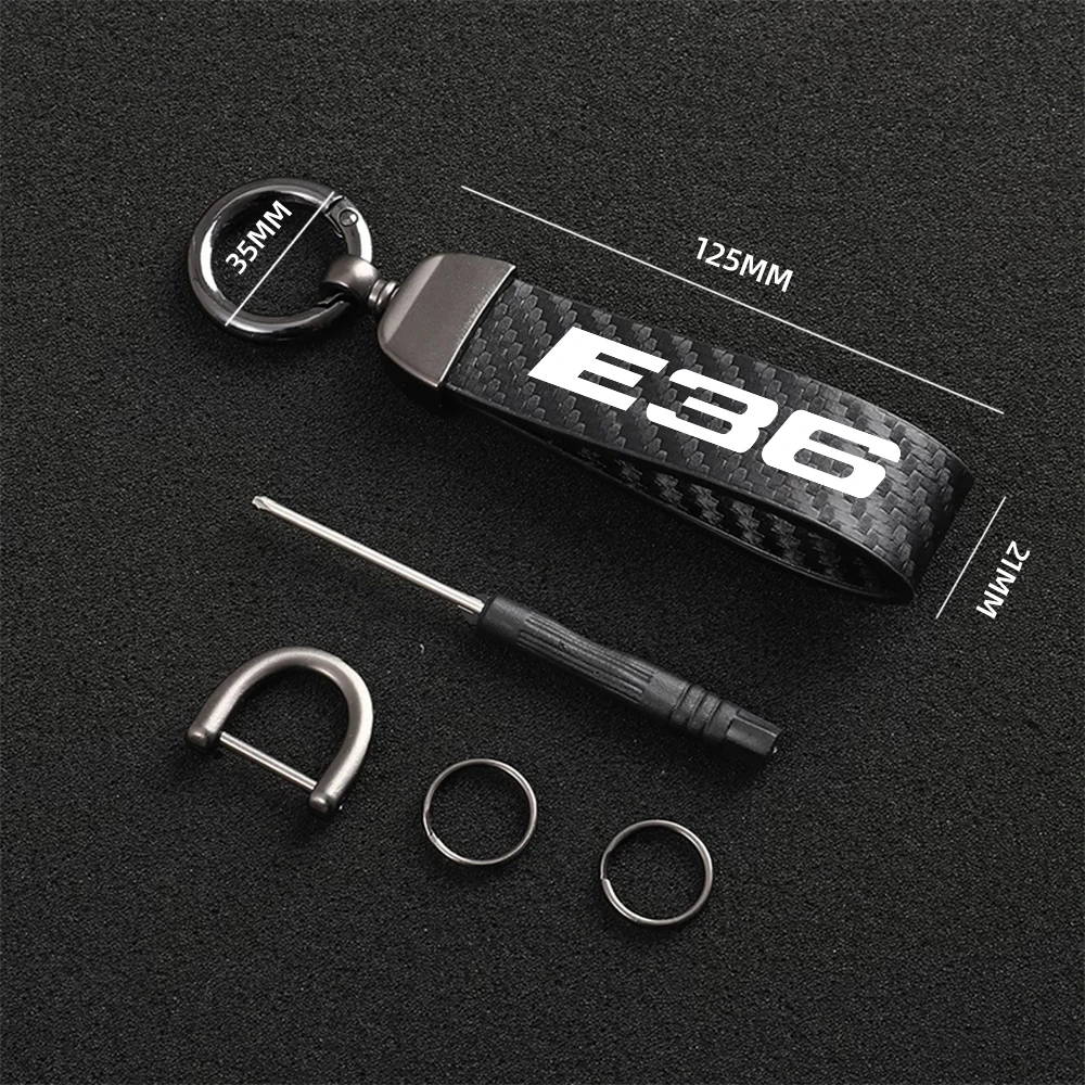 Car Key Chain Anti-lost Buckle Holder Key Ring Carbon Fiber Texture For BMW 3 Series E36 E46 E90 E91 E92 E Auto Accessories Gift