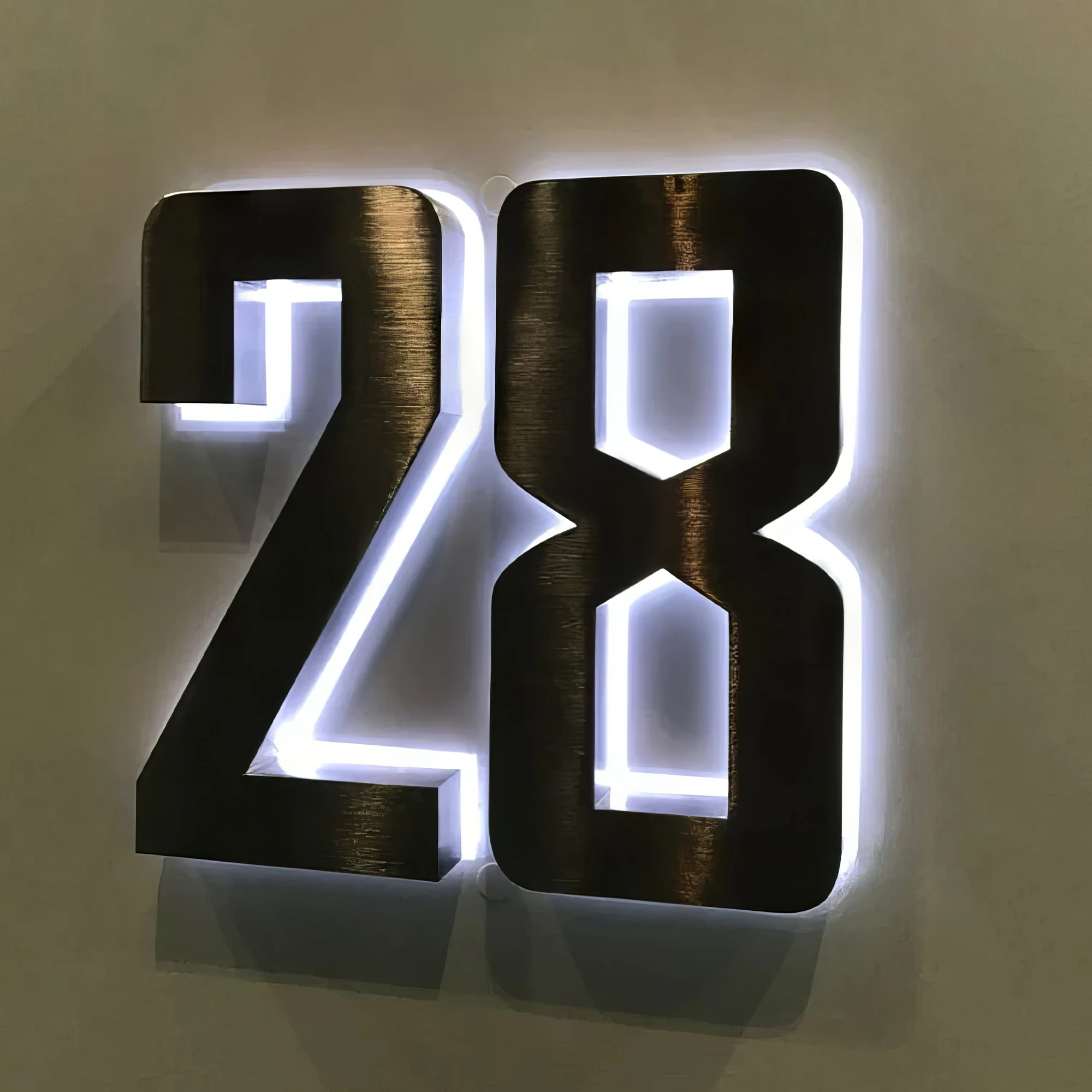 

Meter 3D LED Exterior House Numbers Modern Home Door Plate Light Backlit Signs Outdoor Waterproof Number Plaque Free Transformer