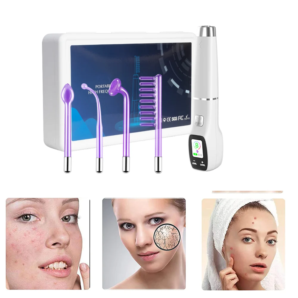 

High Frequency Electrode Wand Machine Handheld Skin Tightening Acne Spot Wrinkles Remover Beauty Therapy Puffy Eyes Facial Care