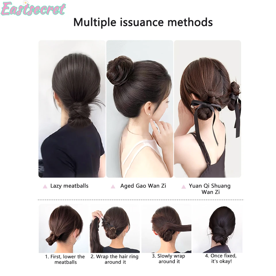 EASTSECRET-Extensions de Cheveux Chignon Synthétique pour Femme, Postiche artificiel astique, Bouclé, Tête Boule, Chignon Haut