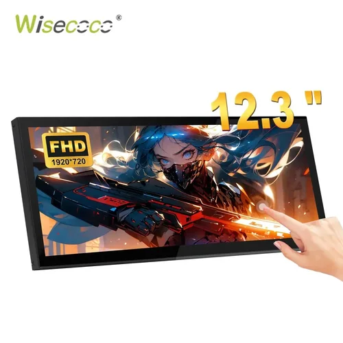Wisecoco 12,3 pulgadas barra estirada IPS pantalla LCD Monitor portátil Mini pantalla táctil 1920x720 HDMI tipo C para PC portátil