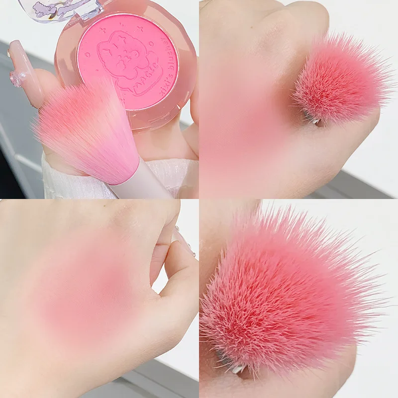 فرشاة تظليل متدرجة اللون وردية اللون، فرشاة أحمر خدود محمولة، فرشاة بودرة، أداة متعددة الوظائف لتحديد ملامح الوجه