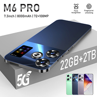 M6 PRO 2025 Mobile Phones HOT Global Version Smartphone 7.3 inch Full Screen Smartphone 5G 22GB + 2TB 8000mAh 108MP Cellphones