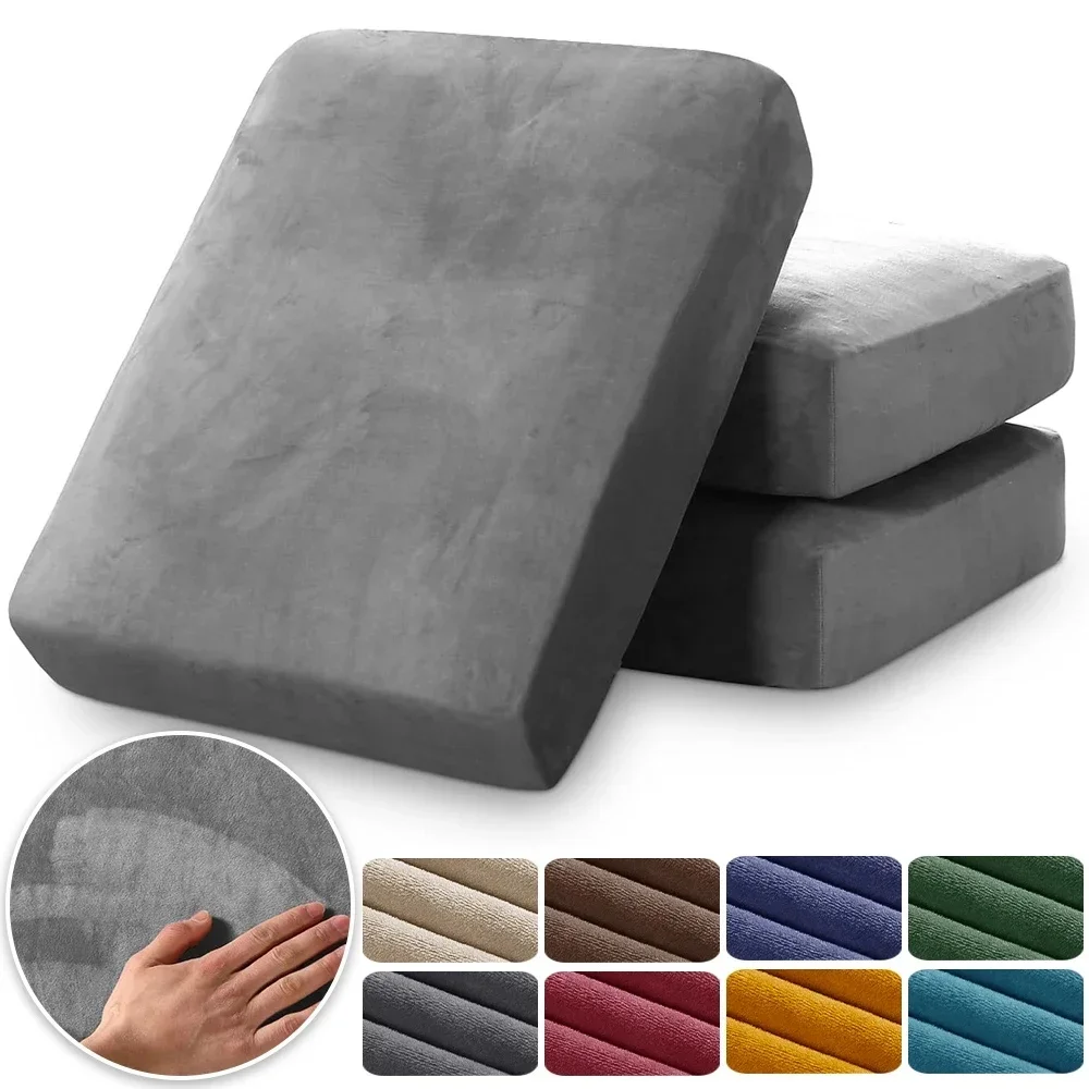 Zachte fluwelen bankhoezen, elastische bankhoezen, luxe effen woonkamer, chaise loungekoffer, huisdiervriendelijk, verwijderbaar, warm - afbeelding 2
