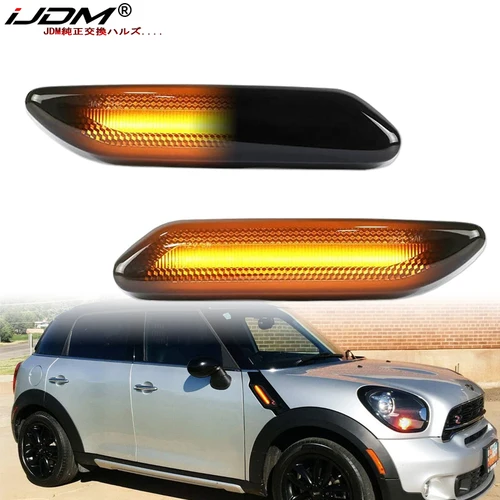 Imagen 1 del producto Luces intermitentes de marcador lateral de guardabarros de coche iJDM para MINI Cooper R60 Countryman R61 Paceman luces de señal ámbar dinámicas 11-2016