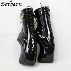 Sorbern Lockable Ankle Boots Unisex No Heels Ballet Heelless Fetish Drag Queens Shoes Bdsm Booties With Locks Key Custom Color