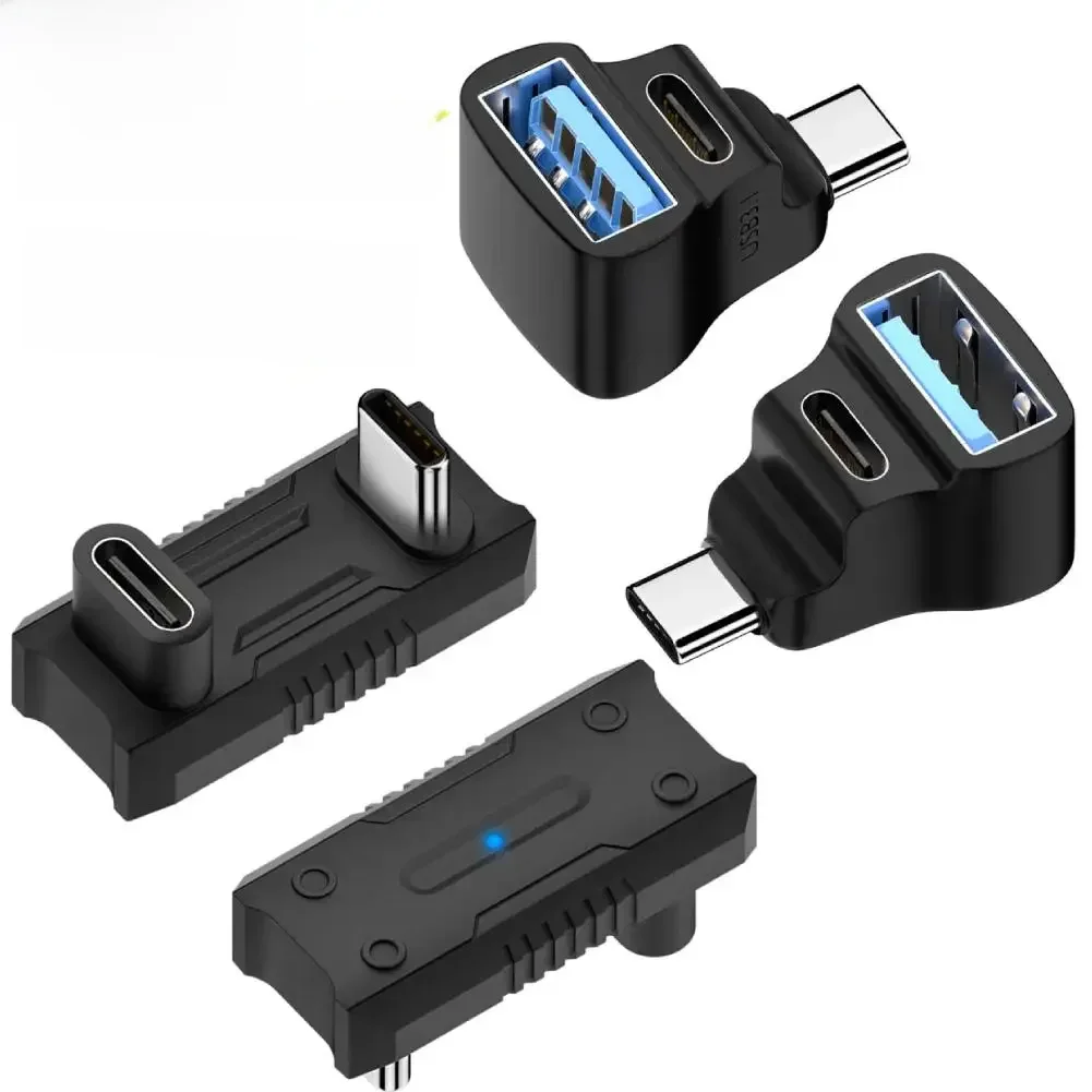 Connecteur d'extension à angle droit, adaptateur USB Type-C, accessoires de console de jeu, compatible avec Steam Deck, ASUS Rog Ally, 140W, 2 en 1