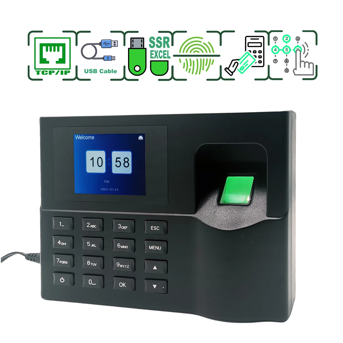 Tcp/Ip Fingerprint Time Attendance System Clock Recorder Employee Work Management Device Electronic Machine