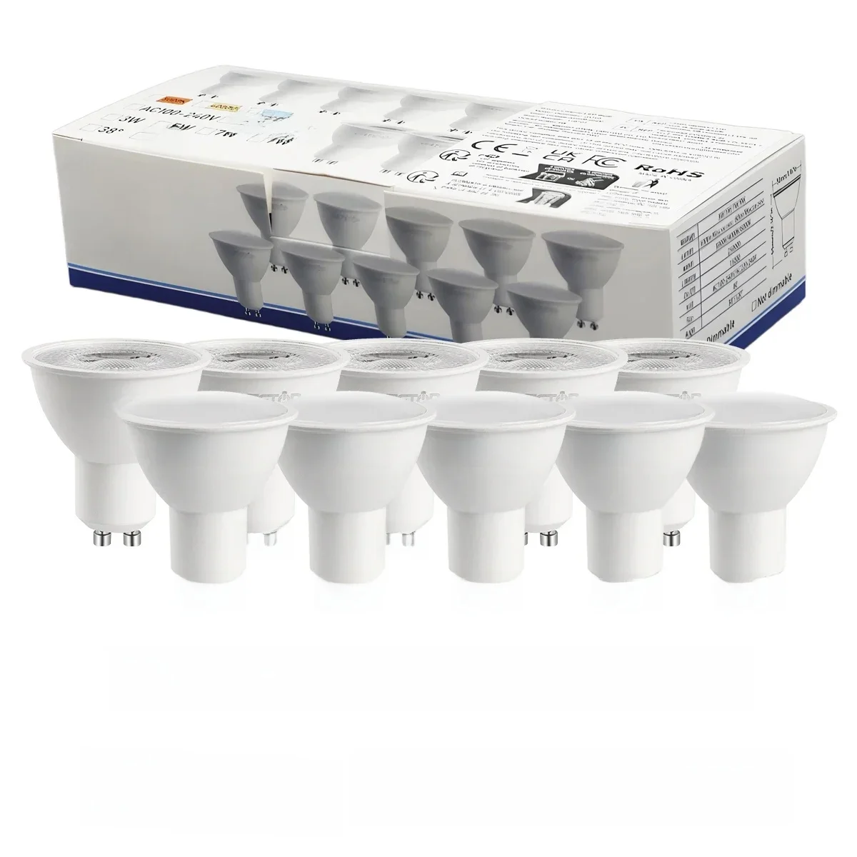 10-pack Focos Gu10 SpotlightLampara 220V Lled-lamp Groothandel 9W Wit Warm 3000k 6000K geschikt voor thuiscommerciële gebouwen - afbeelding 2