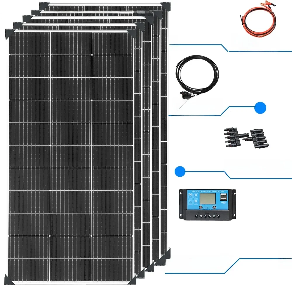 12V Solarpanel-Batterie-Ladegerät 120W |  Solar Panel 240W |Solarmodul 360W | 480W |600W | 720W | 1200 W | Solarpanel-Set zum Aufladen von Camping, Wohnmobil, Bootshaus