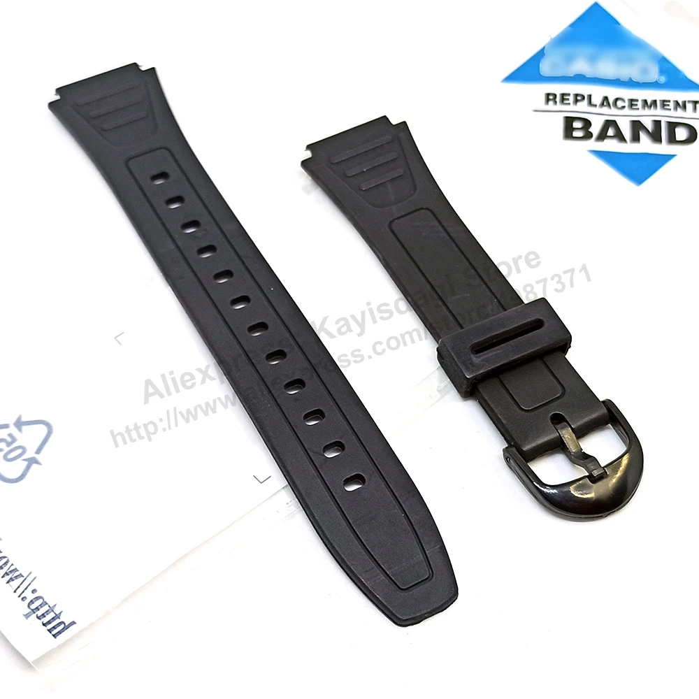 Fits/For Casio W-800 , W-800H , W-800HG , W-201 , W-201G - 18mm Black Rubber Replacement Watch Band / Strap