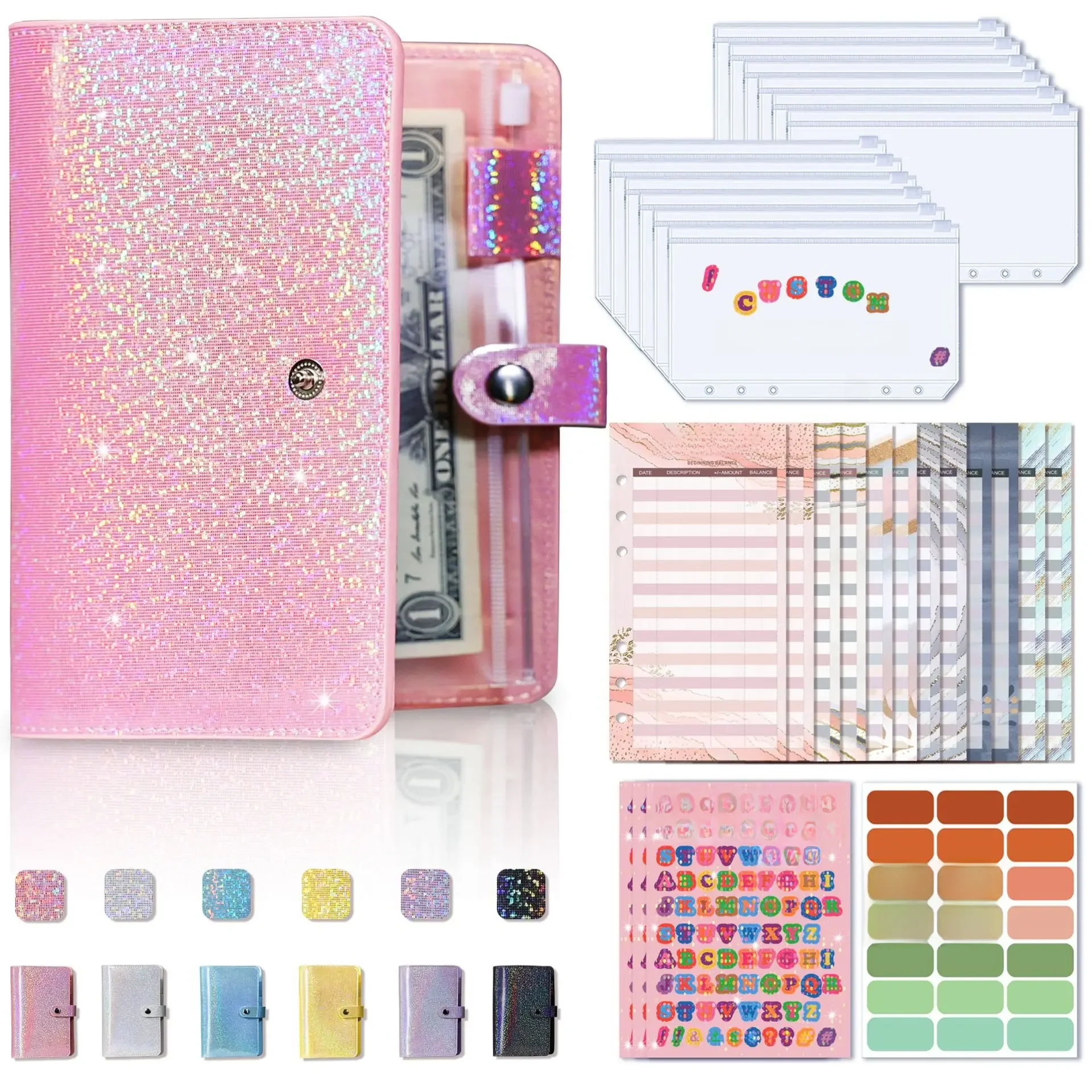 Classeur en cuir souple planificateur de budget classeur d'enveloppe de trésorerie avec enveloppes budgétaires pochettes de reliure A6 enveloppe de trésorerie portefeuille budgétisation