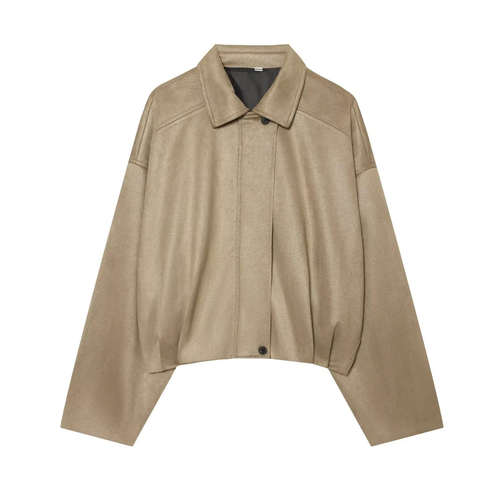 Retro Streetwear Camel Suede Jacket Women Elegant Turn Down Collar Long Sleeve Coat Harajuku Oversized Short Cardigan Tops