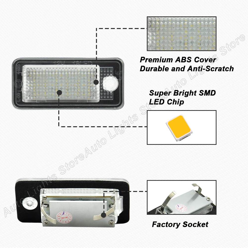 Luces de matrícula LED Canbus, xenón blanco, sin Error, para Audi A3, A4, B7, B6, S3, A5, A6, A8, Q7, RS4 Avant, 2 uds.