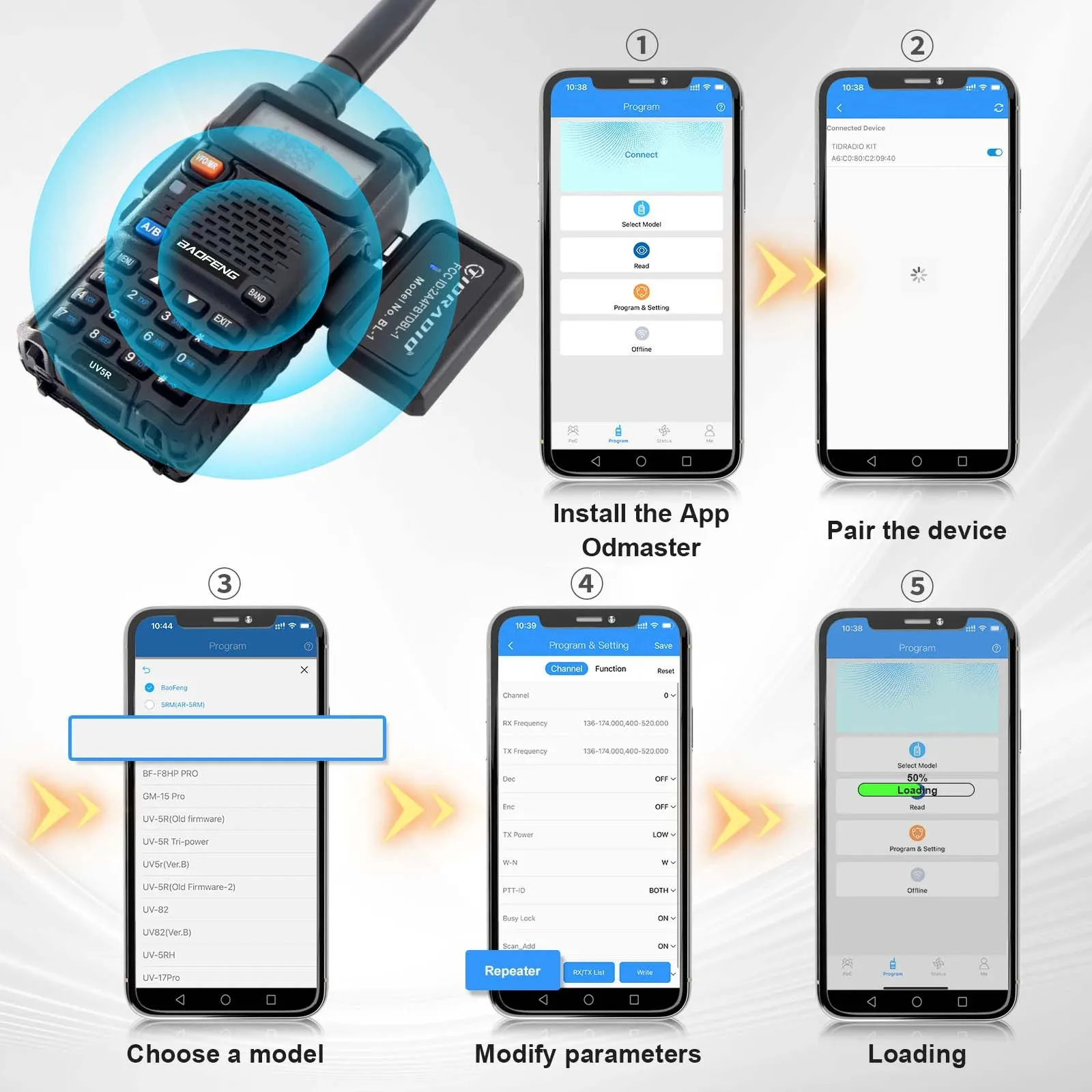 TIDRADIO Adattatore programmatore wireless per radioamatori APP e programma PC per problemi Baofeng UV-5R e modelli multipli invece del programma