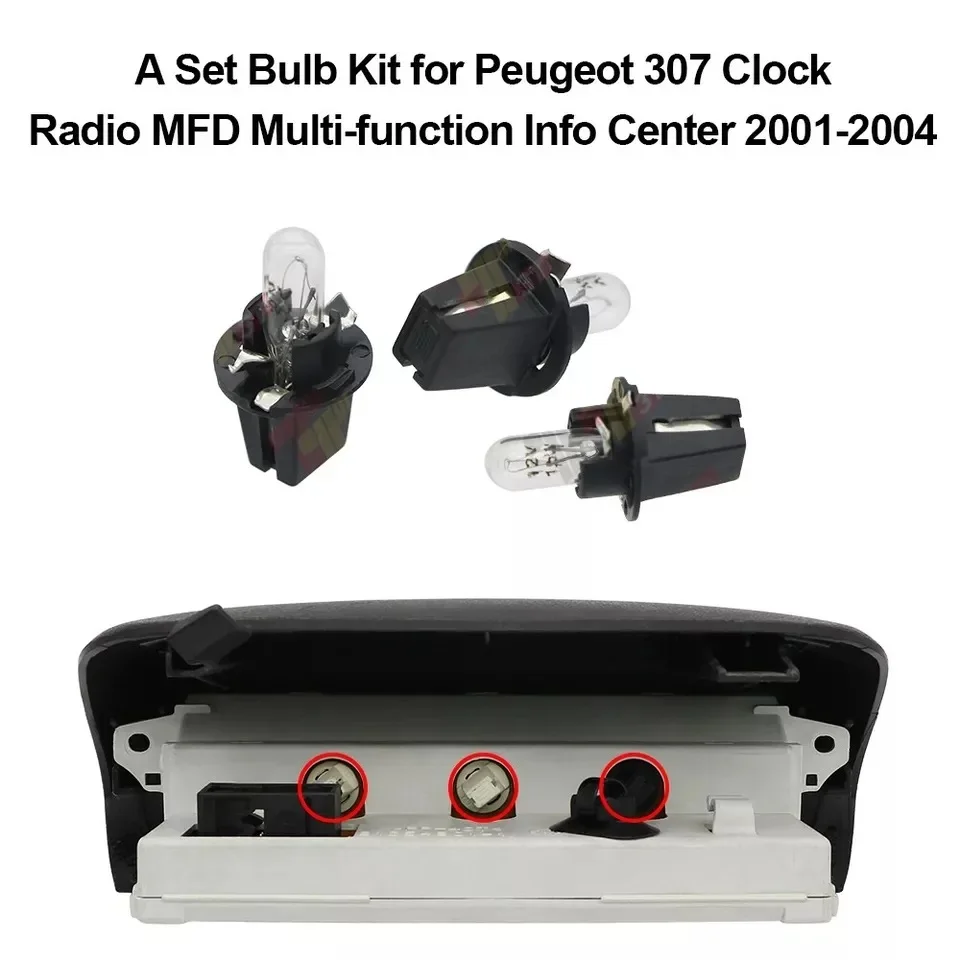 A Set Bulb Kit for Peugeot 307 206 406 Clock Radio Multi-function Info Center Dashboard Light