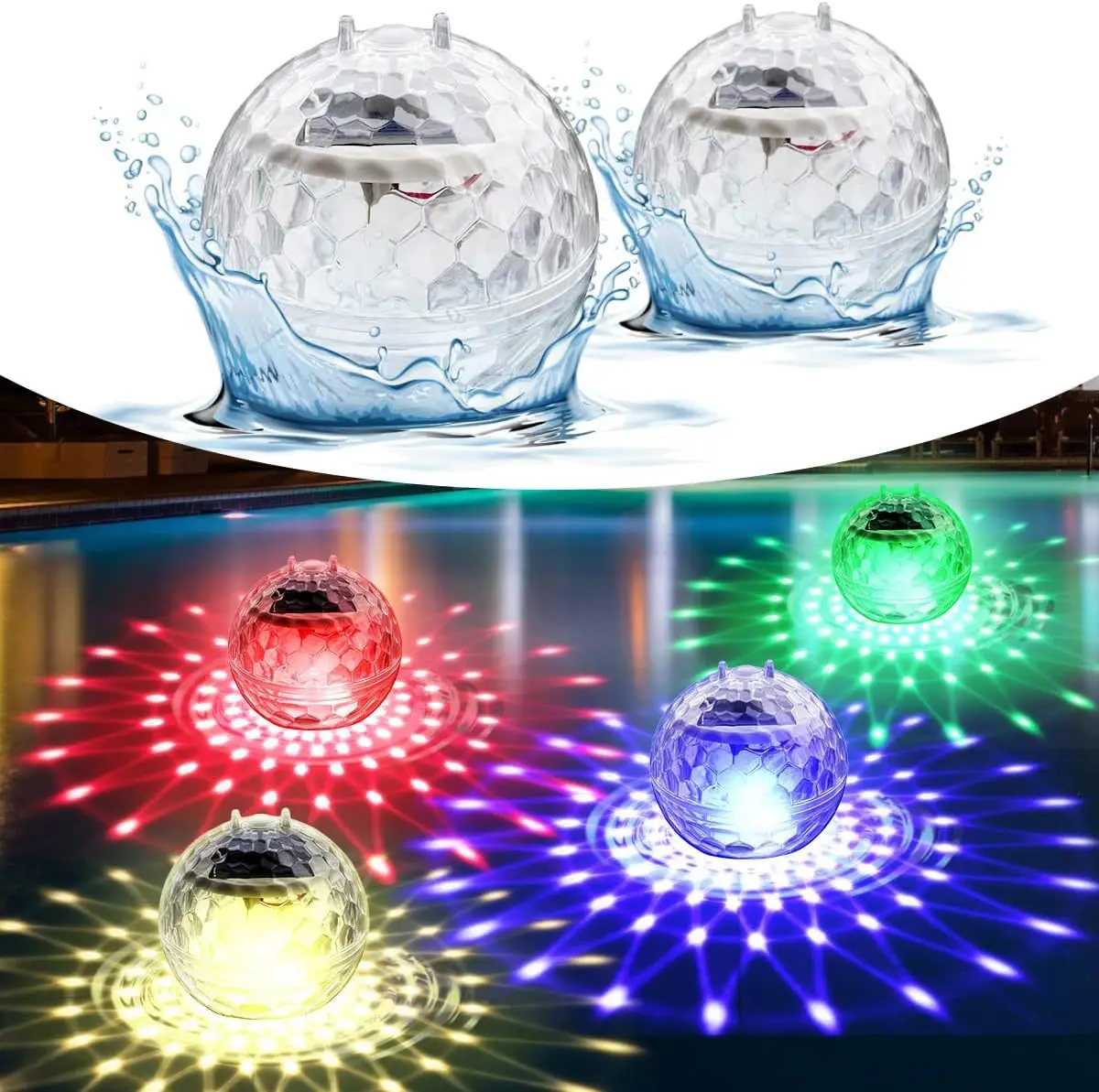 Solar Floating Pond Light, Floating Water Ball Lamp, Waterproof Colorful Changing Pond Decor, Swimming Pool Party Garden Lamp