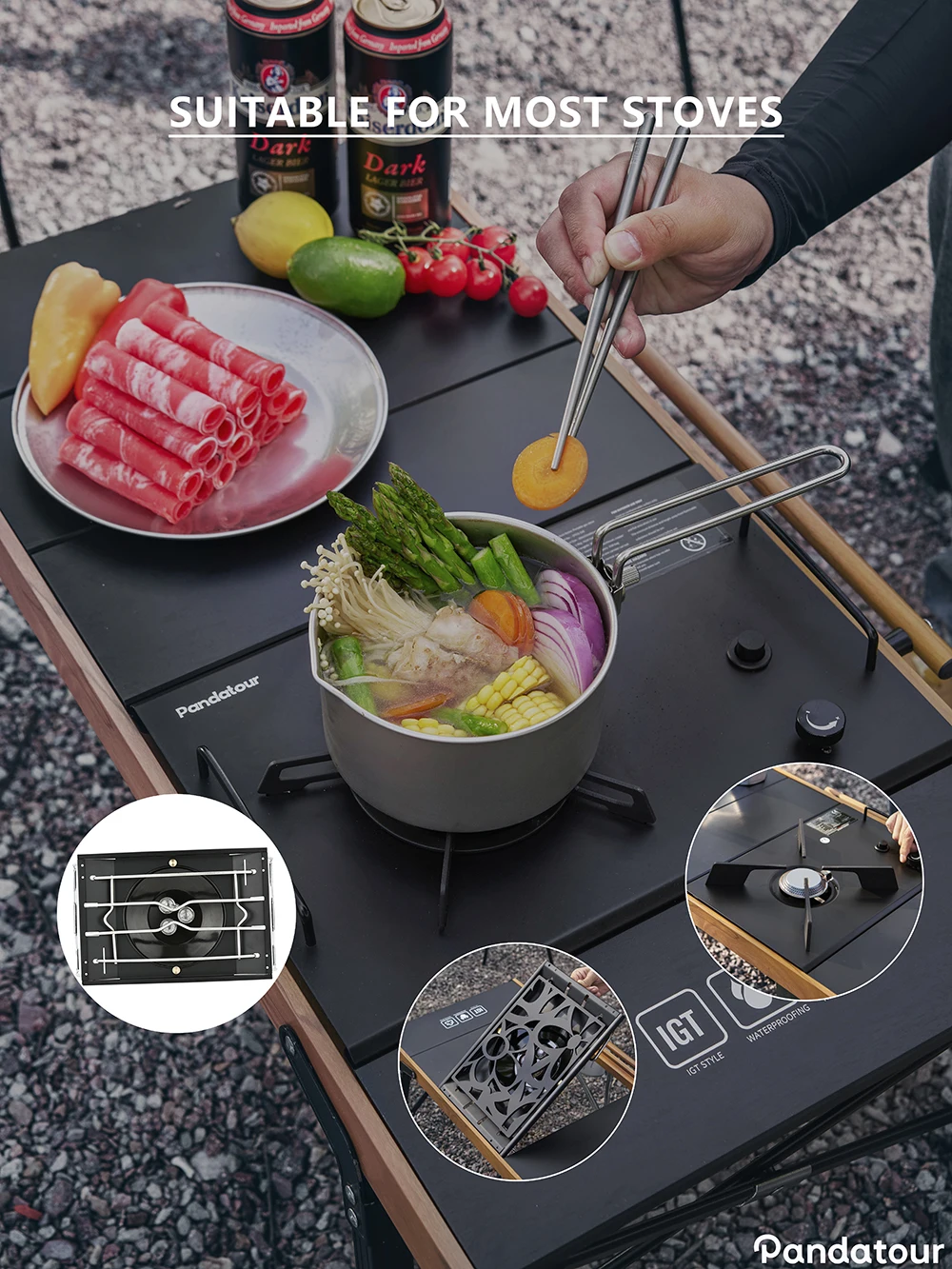 Pandatour IGT التخييم سوبر عالية النارية موقد سطح المكتب واحد وحدة واحدة بلمسة واحدة للطي IGT الجدول موقد فرن الفولاذ المقاوم للصدأ ﻿
