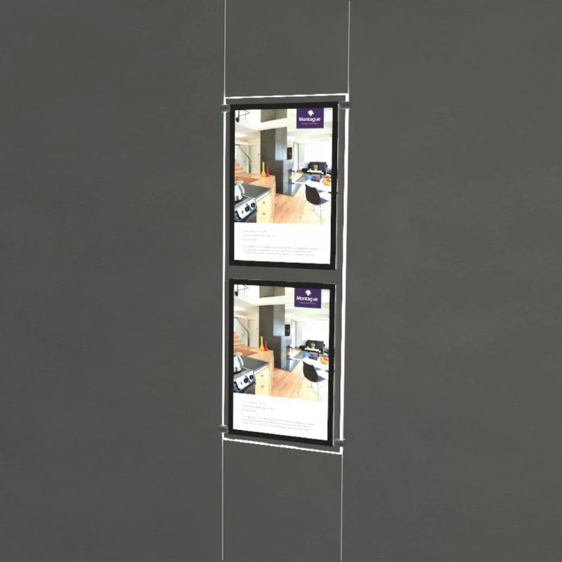 A4/A3 Cable Hanging Digital Estate Agent Window Displays System Kit-Double Sided (2 Units/Column)