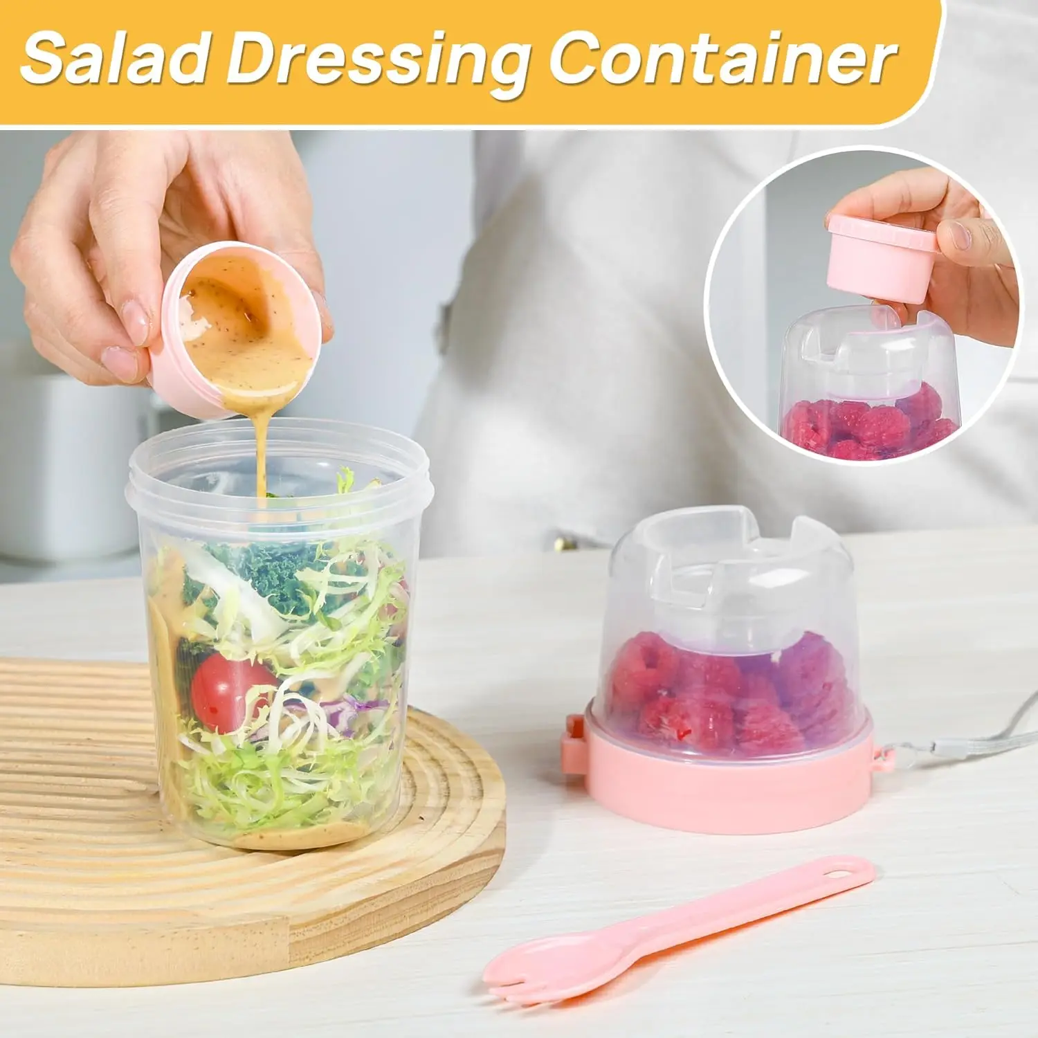 27oz Yogurt Parfait Salad Cups Breakfast On The Go Cups Shaker Portable Fruit Cereal Vegetable Light Meal With Fork Crunch Cup