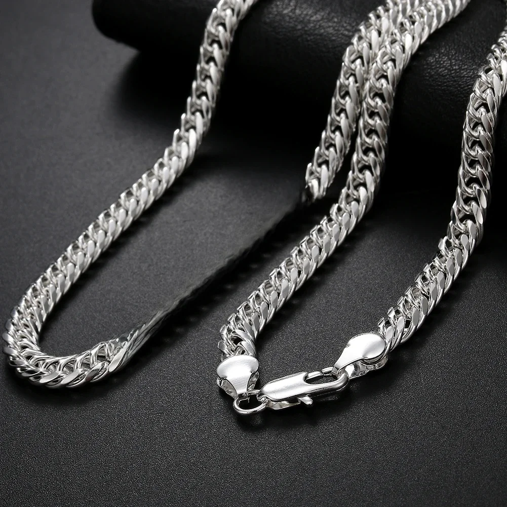 Nowy 925 Sterling Silver fine 6MM geometria łańcuszkowy naszyjnik dla mężczyzn damska luksusowa moda wesele biżuteria świąteczne prezenty — zdjęcie 2