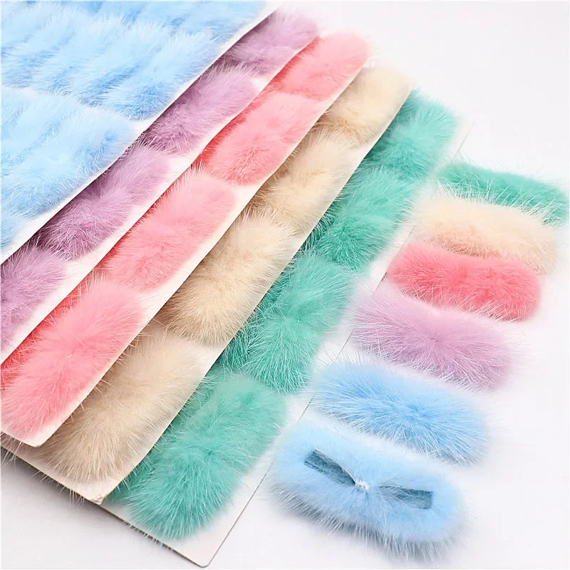 Naturalne futro z norek Pompones 3*7cm futro Bowknot miękkie pompony piłka DIY Pom Pom ręcznie robione nakrycia głowy odzież kapelusze dostaw hurtowych — zdjęcie 2