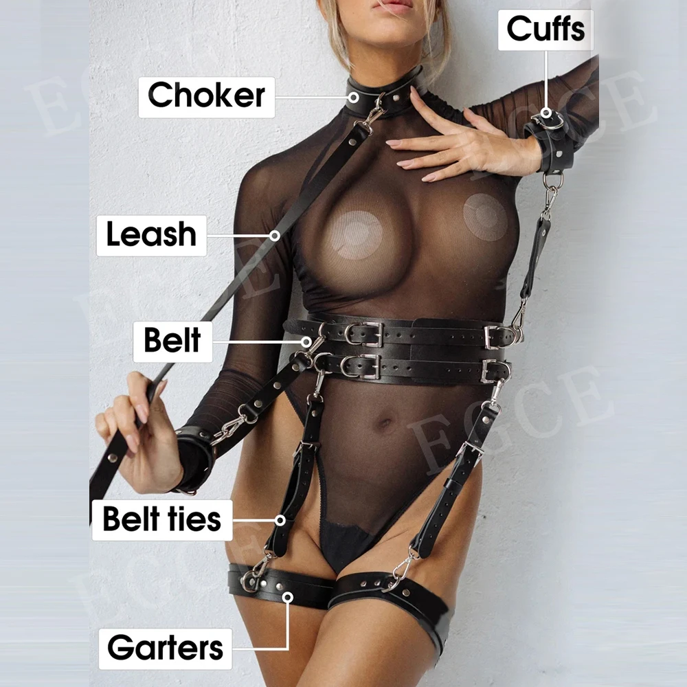 Sexy BDSM Harness Female PU Leather Garter Woman Body Bondage Punk Erotic Lingerie Fetish Rave Thigh Sword Belts Gothic Clothes