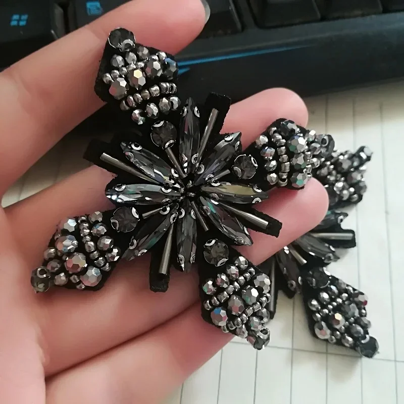 3 sztuk/partia ręcznie paznokci koralik odzież łatka torba DIY materiały pomocnicze przemysł ciężki krzyż 3D koralik łatka ręczna dekoracja aplikacja — zdjęcie 2