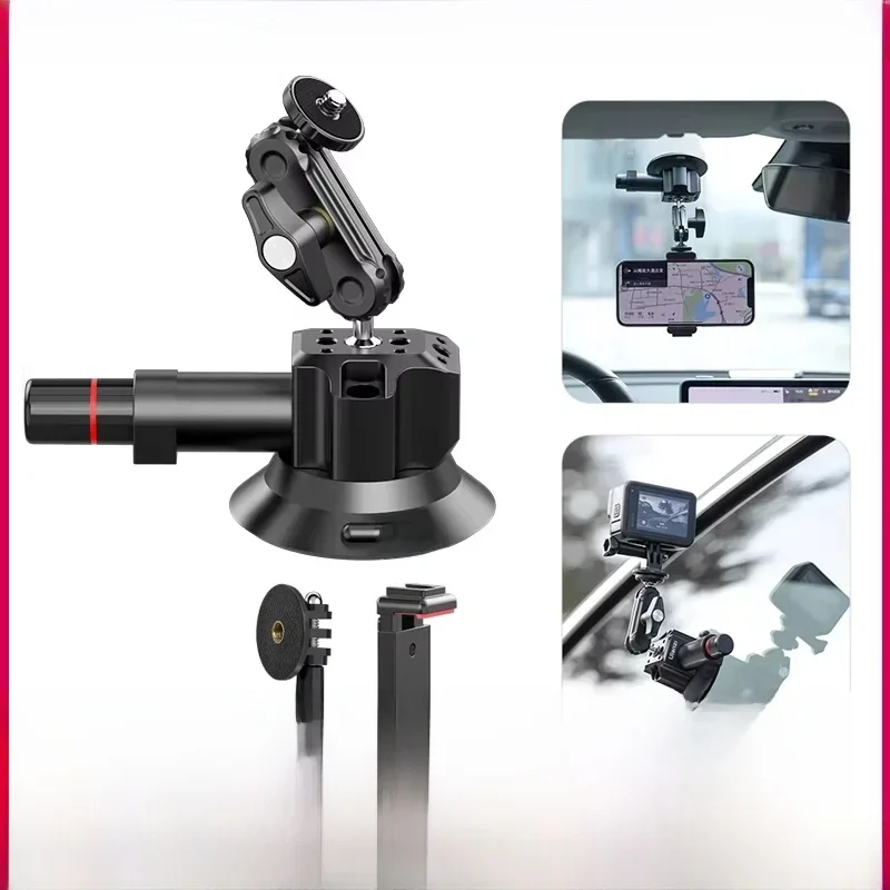 Ulanzi Uchwyt Samochodowy na Telefon Kamerę Sportową Pompa Ręczna Przyssawka 360 °   Regulowany adapter 1/4\" do GoPro, Insta360, DJI Action i smartfonów — zdjęcie 2