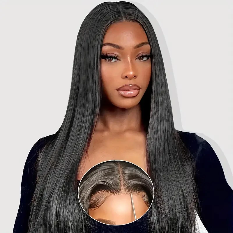 Alimice 5X5 HD Transparent Lace Wear And Go Glueless Wigs Human Hair Pre Plucked Pre Cut 5x5 Closure Wigs Human Hair For Women