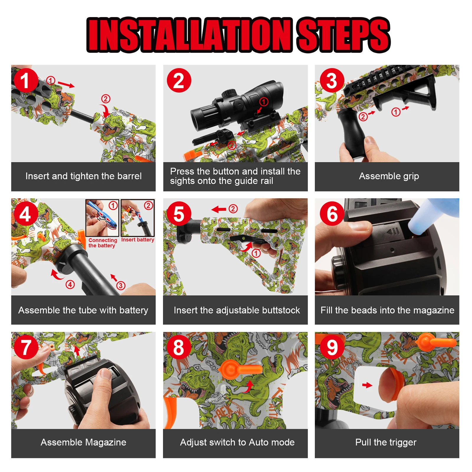 ความเร็วสูง M4A1 เจลไฟฟ้าลูกปืนของเล่นอัตโนมัติและด้วยตนเอง Dual โหมดกระสุนน้ํา Blaster, อัพเกรดน้ําลูกปัด Splatter ของเล่น