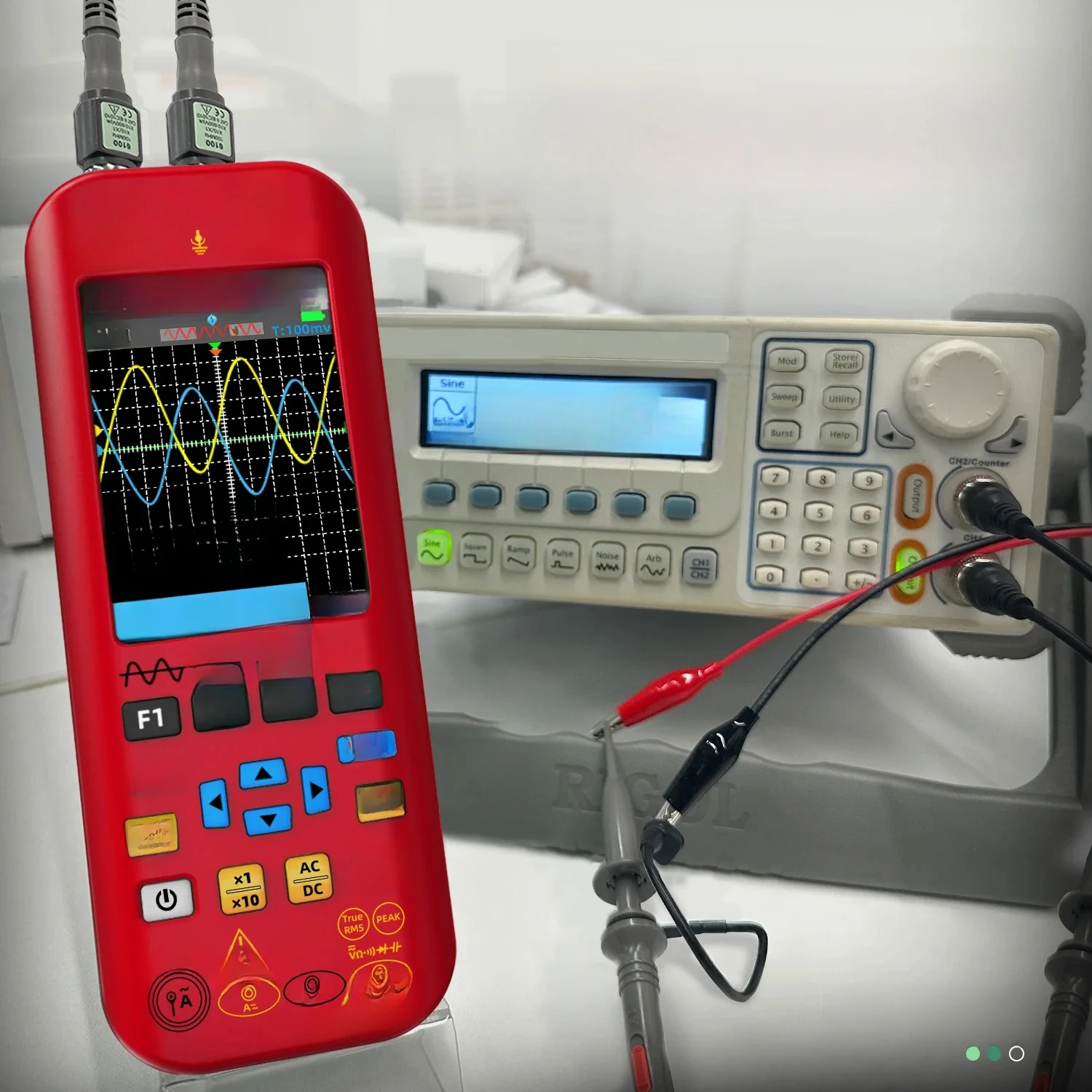 NIEUW Handheld Oscilloscoop Multimeter DDS Generator 2 Kanalen, 50 MHz Bandbreedte 250 MSa/s Bemonsteringssnelheid 20000 Telt voltmeter - afbeelding 2