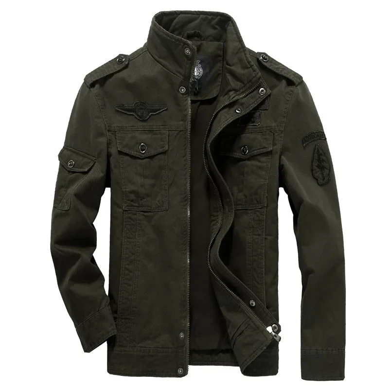 Bawełniana kurtka wojskowa Mężczyźni 2025 Jesień Żołnierz MA-1 Styl Kurtki wojskowe Męskie Marka Slothing Męskie kurtki bomberki Plus Size M-6XL — zdjęcie 2
