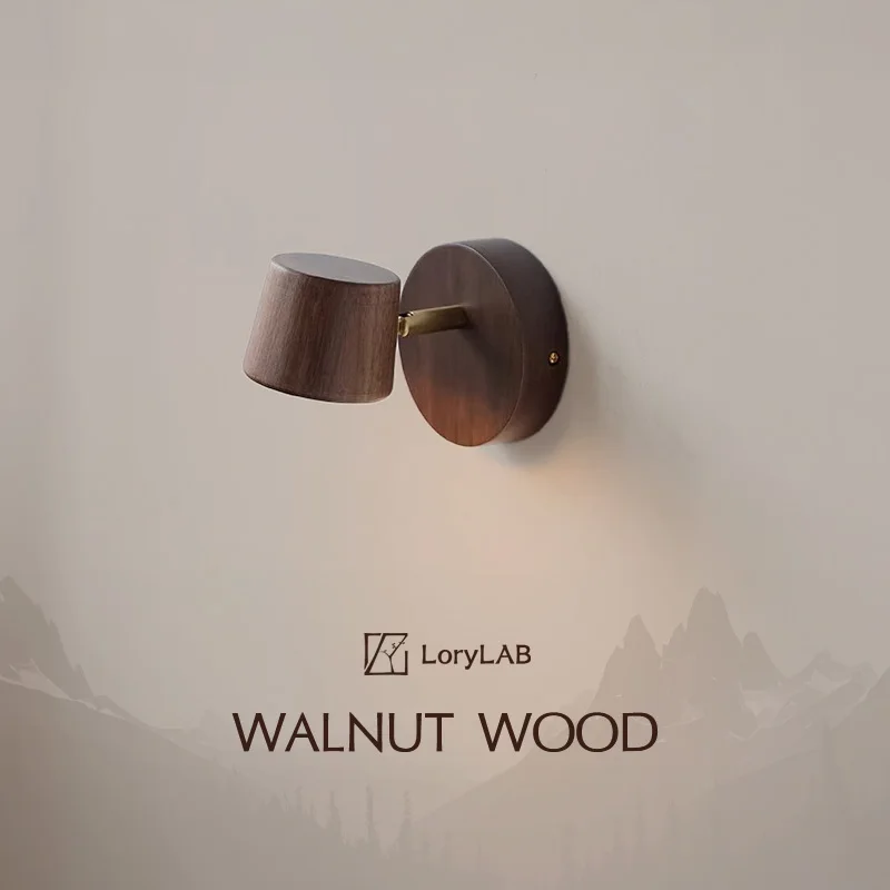 

Rotatable GU10 Spotlight Walnut Wood, Modern Wabi-Sabi Vintage, Wall Sconce Light for Living Room, Dining Room, Bedroom, Study