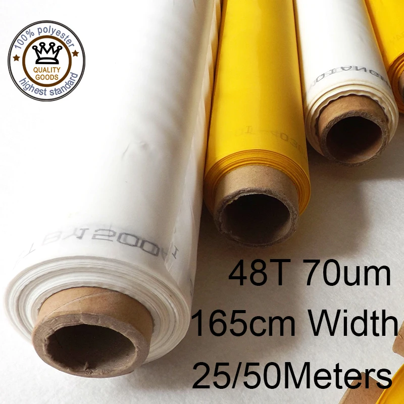 

Screen Printing Mesh 48T 70um 165cm Width Polyester Silk Fabric White Color 25/50Meters