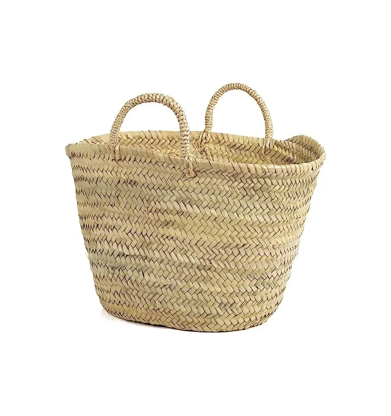 Wicker natural fiber children's basket bag. Palm carrycot for boys and girls, with short pita handle. Approx. 23x20x17cm Cosshano